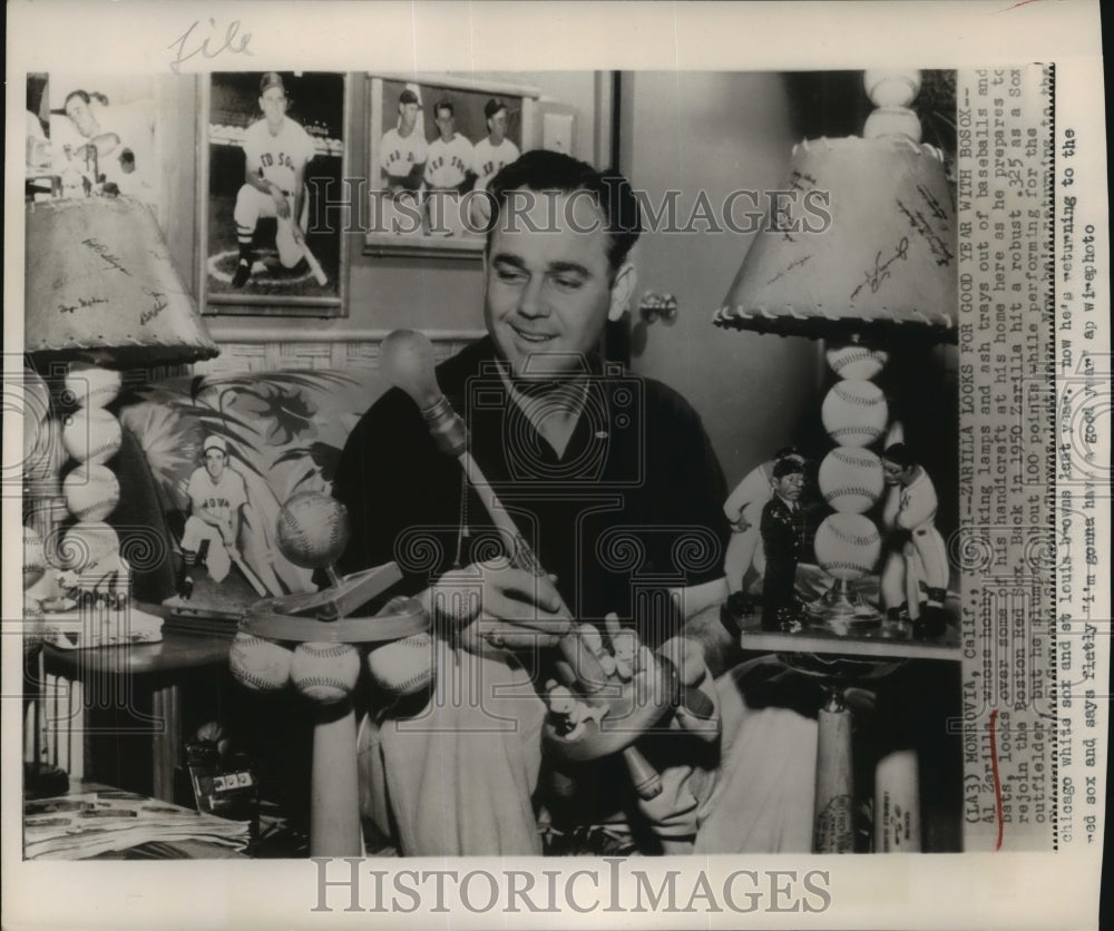 Press Photo Al Zarilla with his collection as he preps to join Boston Red Sox-Historic Images