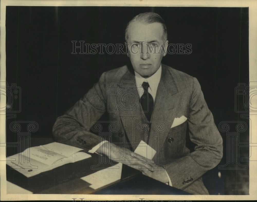 1933 Press Photo Lewis Blair Williams, Chairman of Board of Federal Reserve Bank-Historic Images