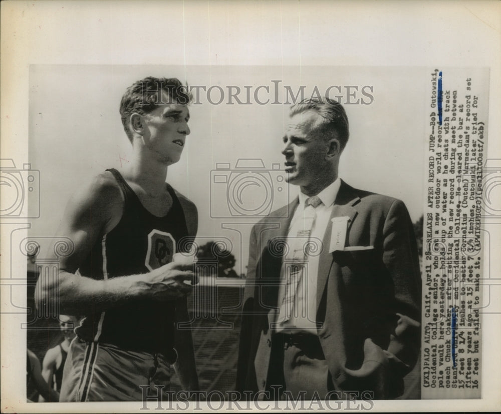 Press Photo Bub Gutkowski & track coach Chuck Coaker of Occidental College-Historic Images