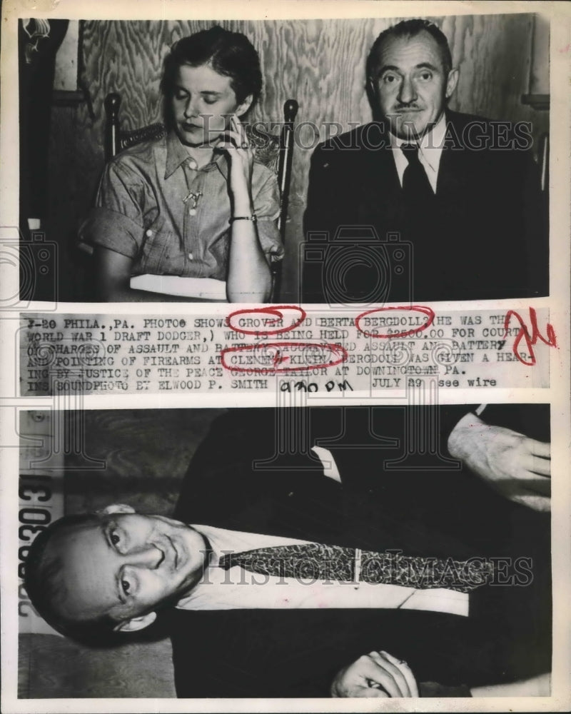 Press Photo Grover & Berta Bergdoll at court on assault & battery charges-Historic Images