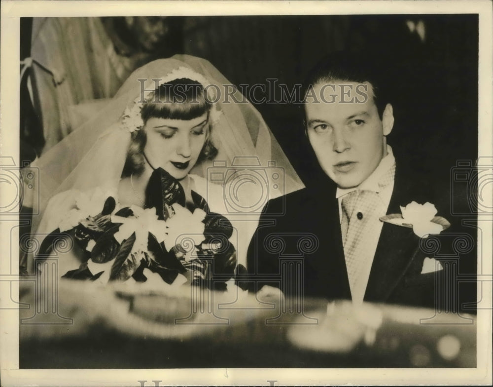 1938 Press Photo Sally Clark and George Xavier McLanahan in their wedding-Historic Images