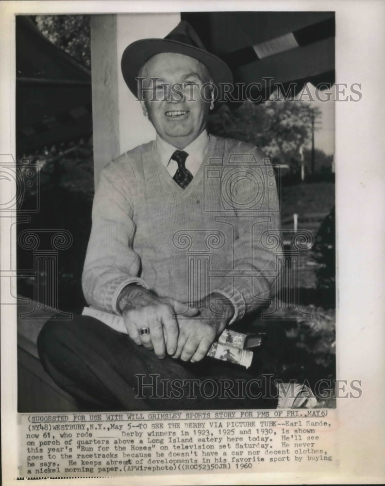 1960 Press Photo Earl Sande "Run For The Roses" Winner In 1923, 1925 and 1930-Historic Images