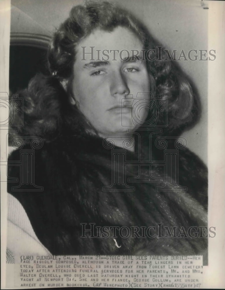 1947 Press Photo Beulah Louise Overell held for murdering her parents-Historic Images