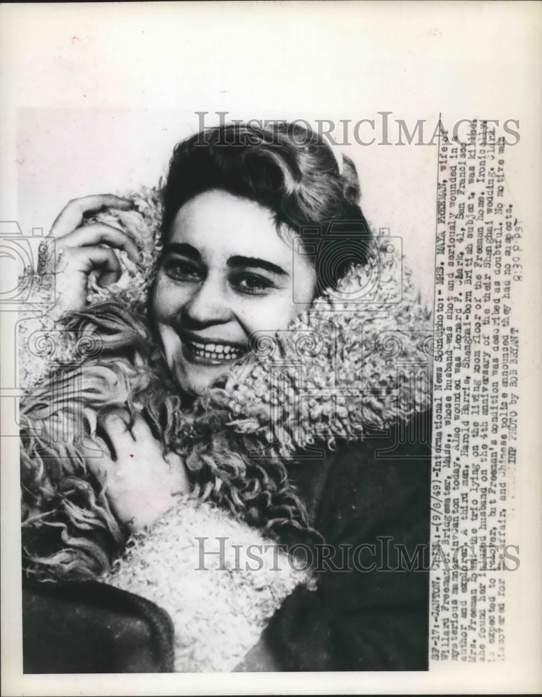 1949 Press Photo Maya Freeman wife of man shot under mysterious circumstances-Historic Images