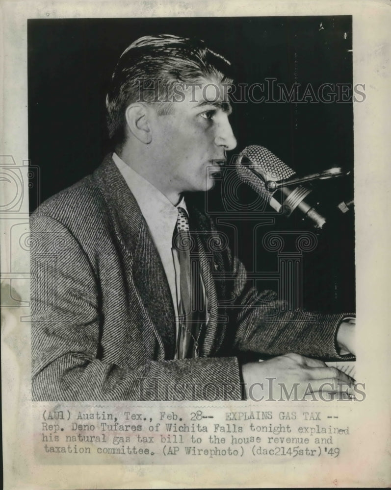 1949 Press Photo Representative Deno Tufares authors Natural Gas Tax Bill-Historic Images