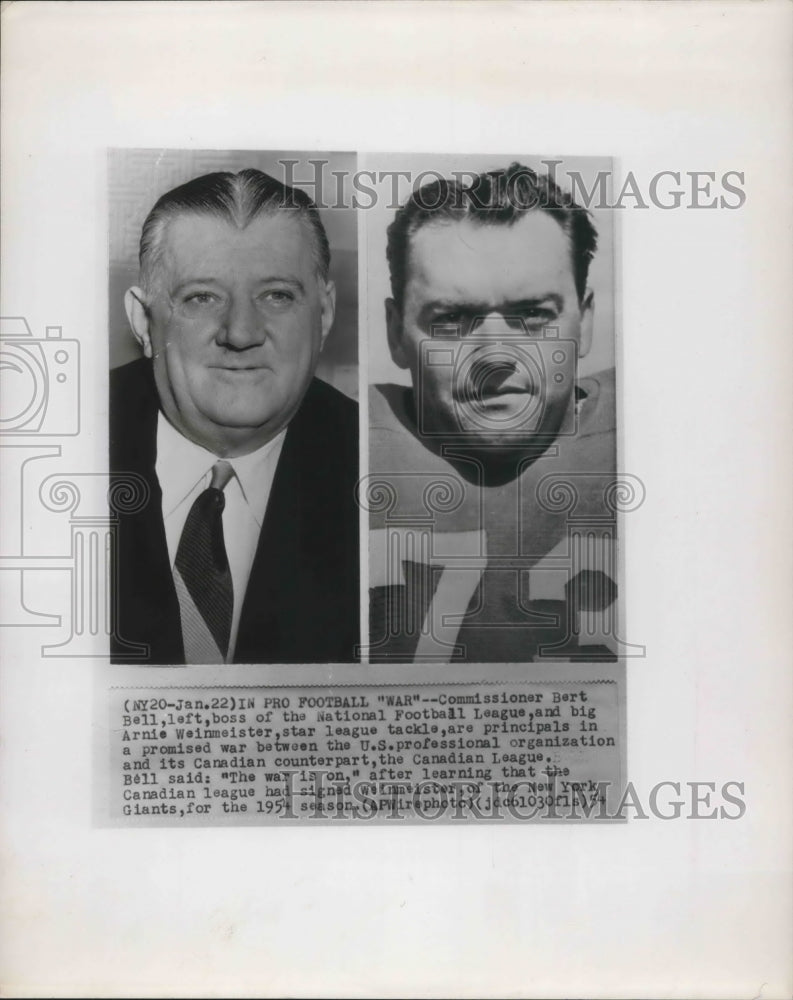 1954 Press Photo NFL Commissioner Bert Bell And League Tackle Arnie Weinmeister-Historic Images