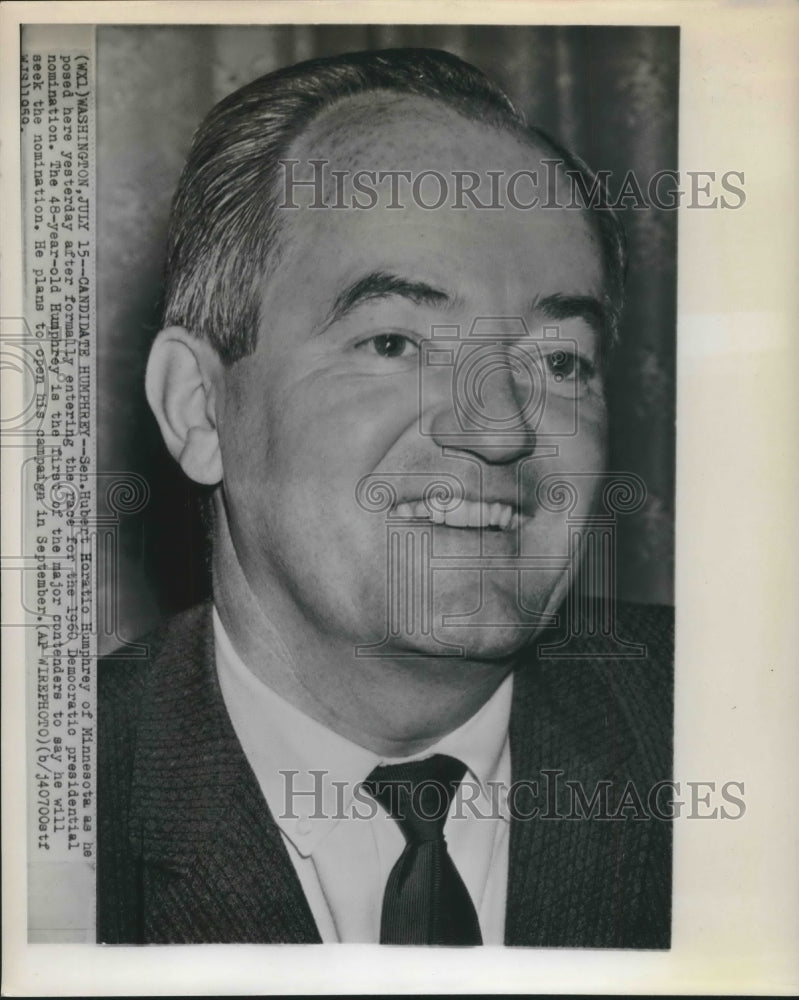 1959 Press Photo Sen Hubert H Humphrey campaign for presidential nomination-Historic Images