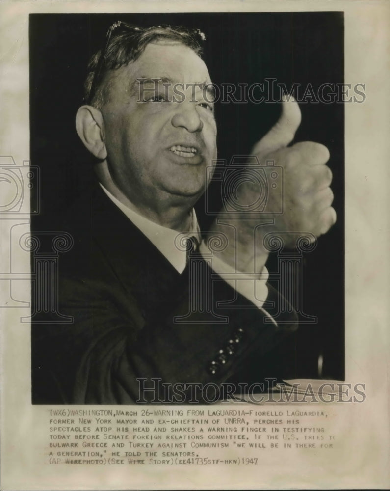1947 Press Photo Fiorello LaGuardia former NYC Mayor &amp; ex chief of UNRRA-Historic Images