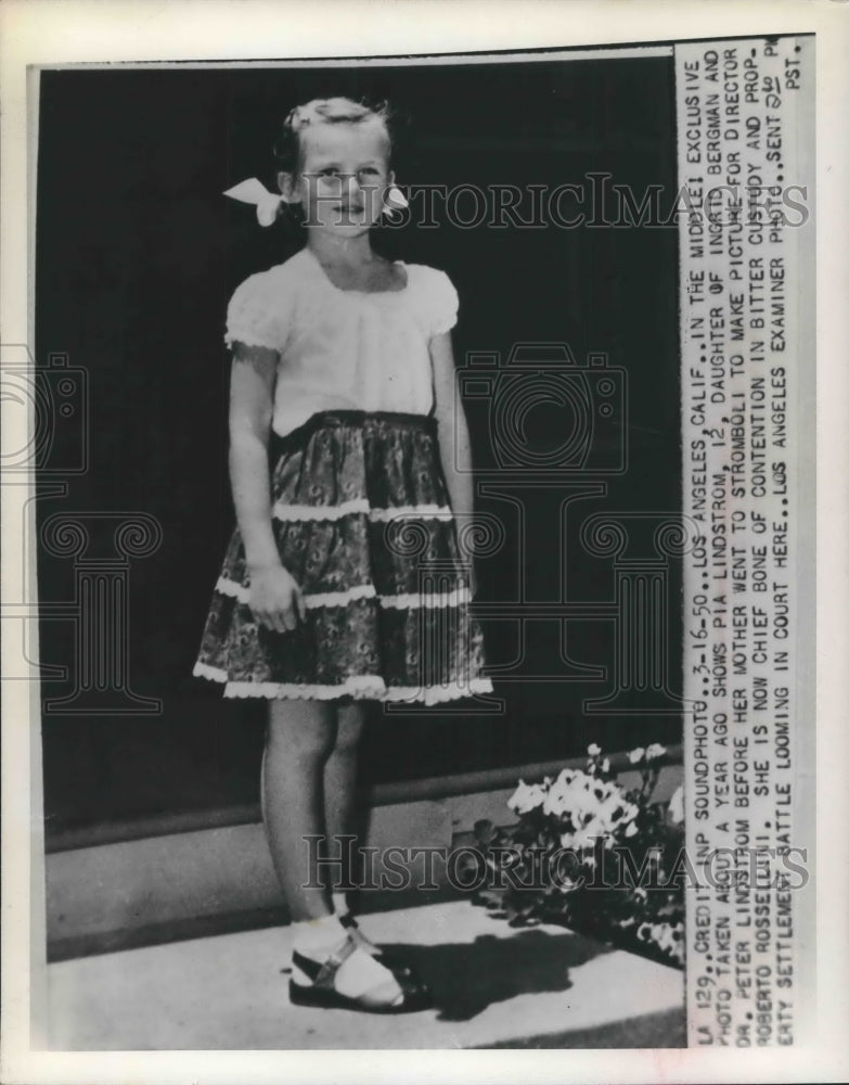 1950 Press Photo Pia Lindstrom in Center of Custody Battle of Her Parents- Historic Images