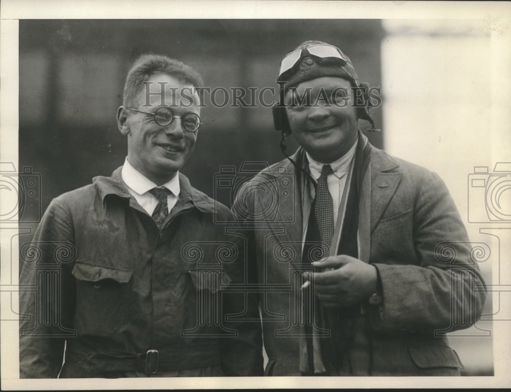 1929 Press Photo Hans Deyhle, Miguel Koyguin mechanic, pilot flew Dornier plane-Historic Images
