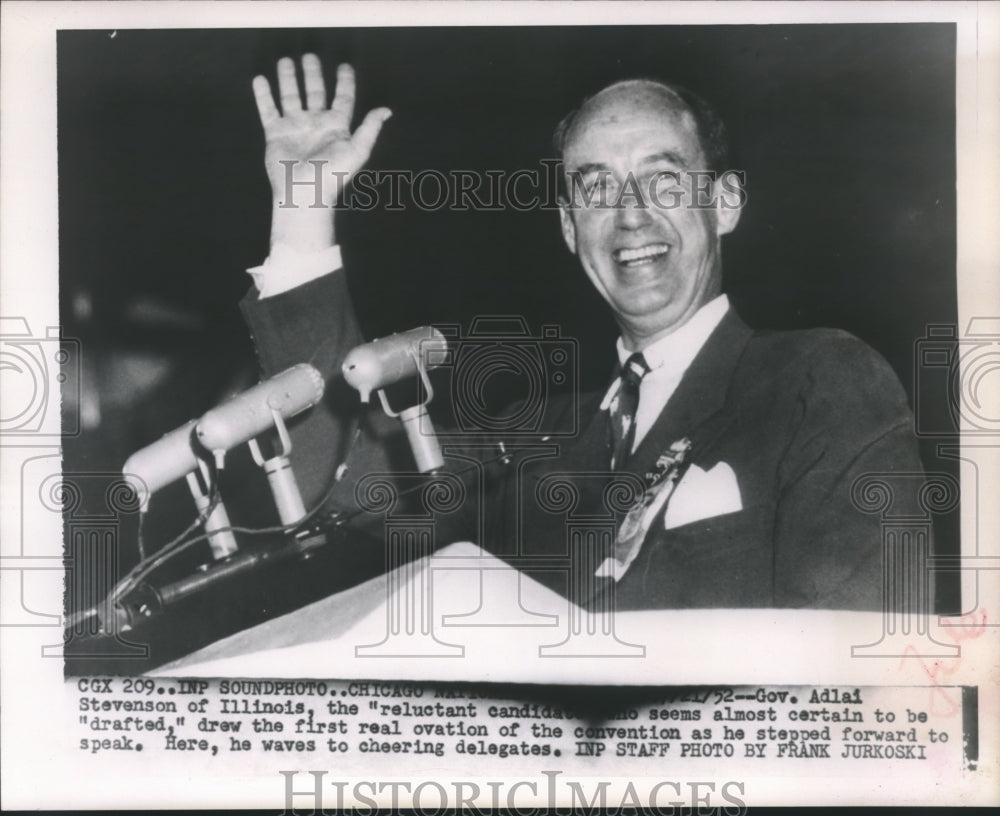 1952 Press Photo Gov Adlai Stevenson Receives Ovation of Convention - sba21726-Historic Images