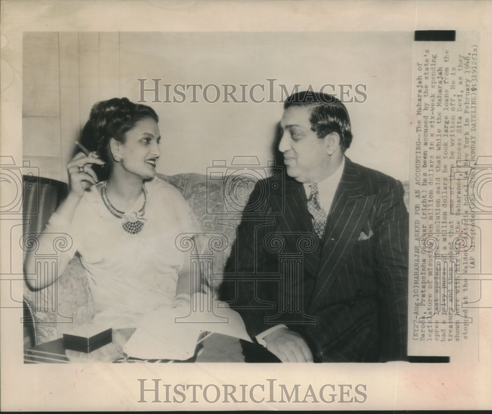 1948 Maharajah of Baroda Pratapsinha Gaekwar and Princess Sita Devi - Historic Images