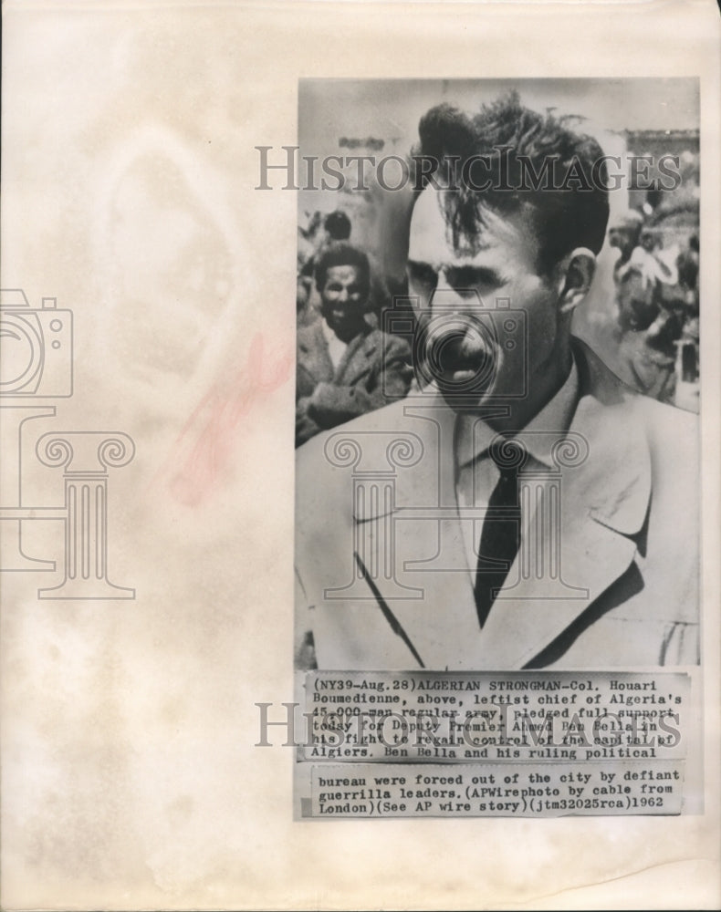 1962 Press Photo Col Houari Boumedienne Chief of Algerian Army - sba22634-Historic Images