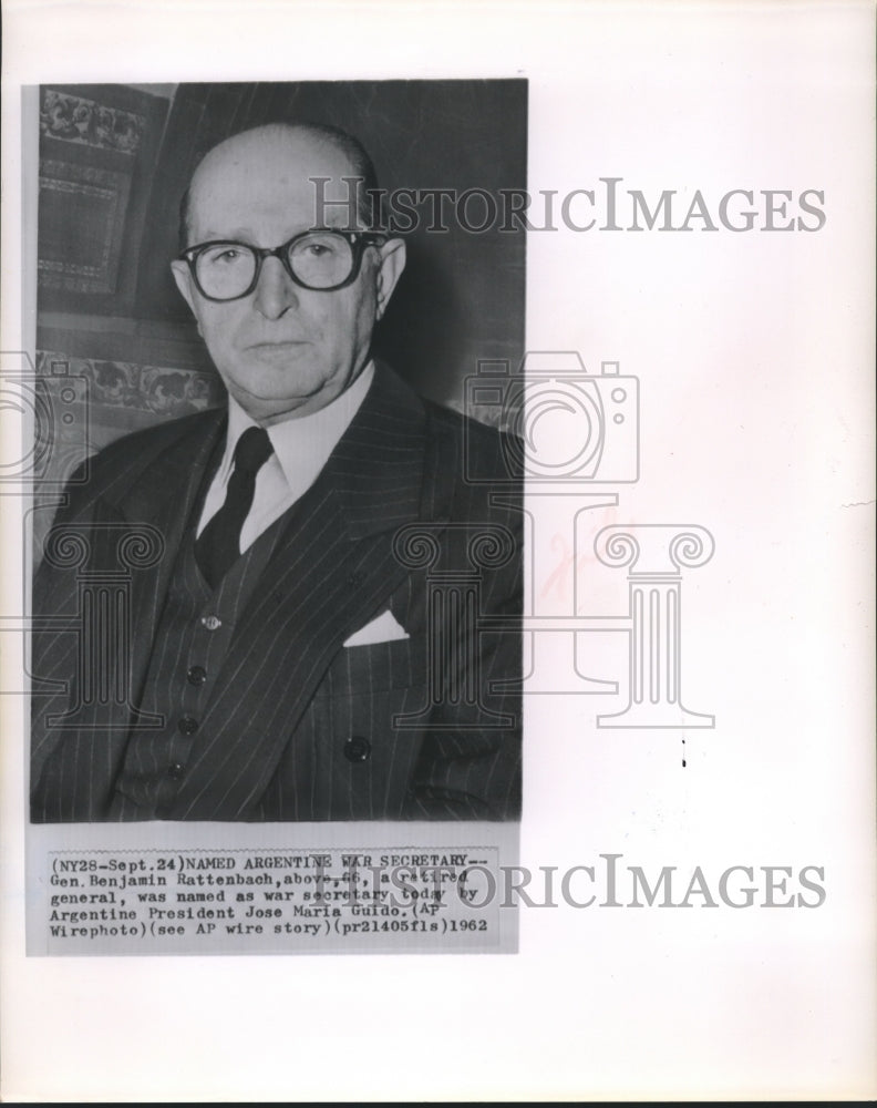 1962 Press Photo Gen Benjamin Rattenbach Named War Secretary by Jose Maria Guido-Historic Images