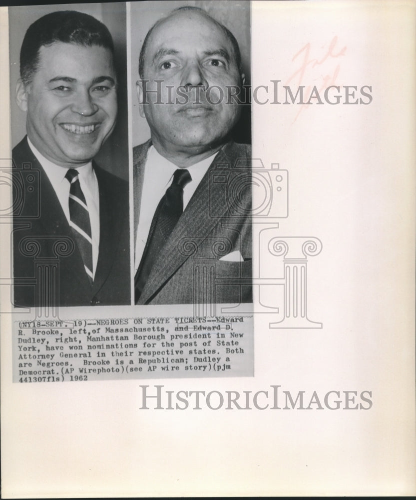 1962 Press Photo Edward R Brooke &amp; Edward D Dudley Won Nominations of Atty Gen- Historic Images