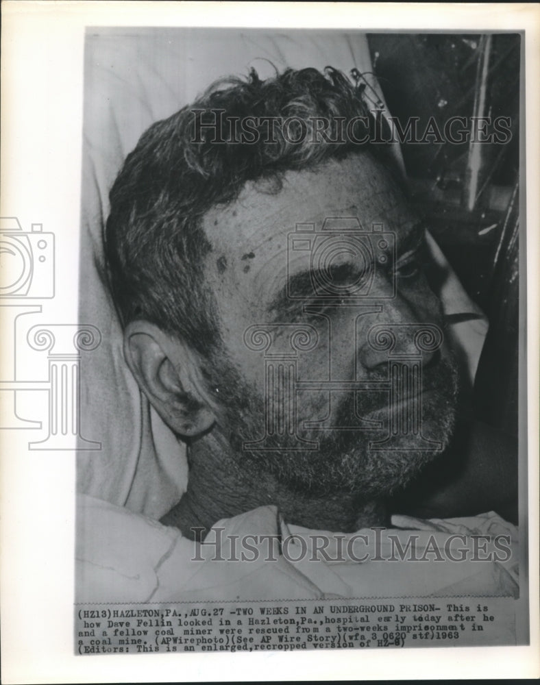 1963 Press Photo Dave Fellin in Hospital After Rescue being in Coal Mine 2 Weeks-Historic Images