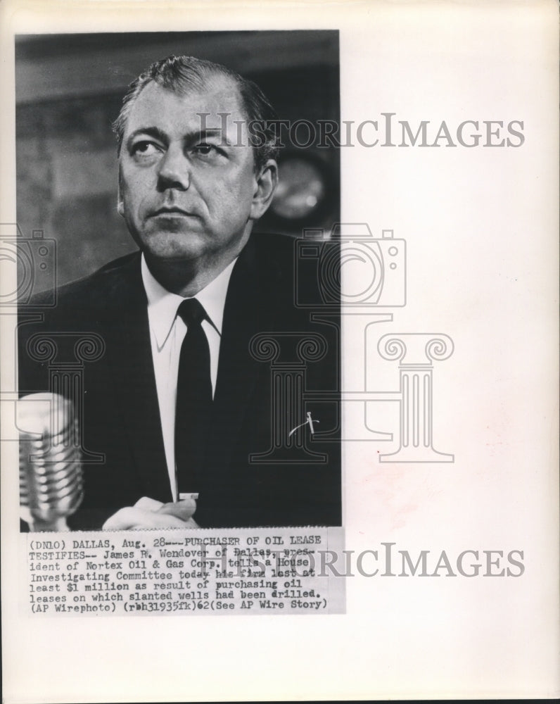 1962 Press Photo James W Wendover president of Nortex Oil &amp; Gas Corp - sba22927-Historic Images