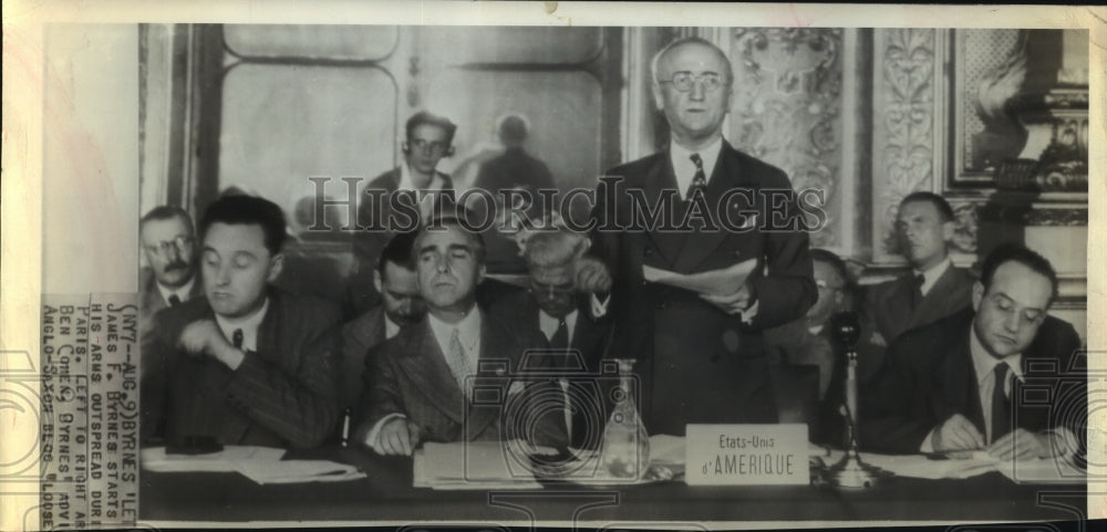 1946 Press Photo Secretary of State James F Byrnes and others at a meeting-Historic Images