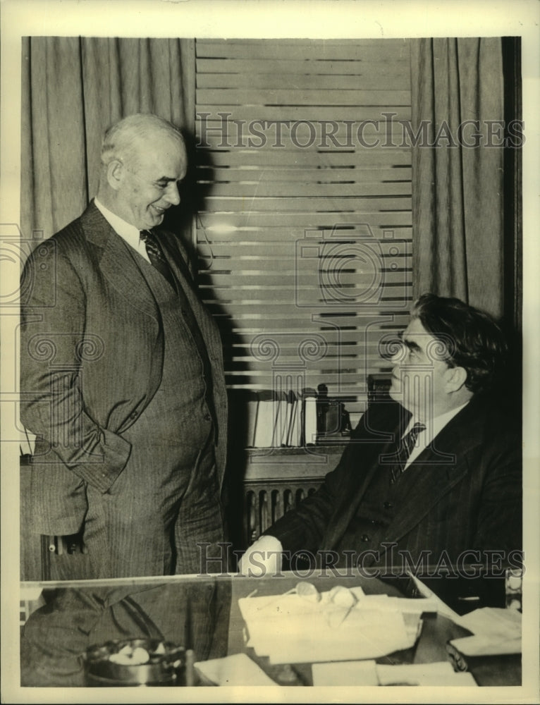 Press Photo Labor official Philip Murray talks with CIO head John L Lewis - Historic Images