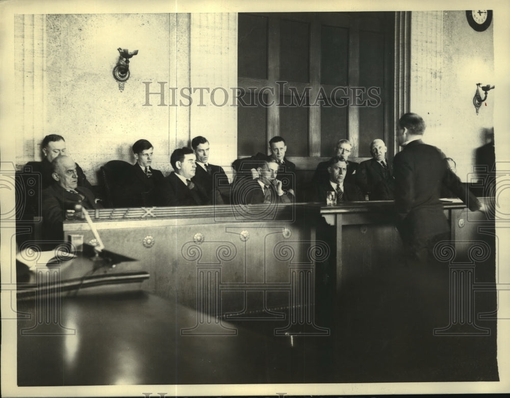 1934 Press Photo Attorney Charles Dougherty Addresses Dr Alice L Wynekoop Trial- Historic Images