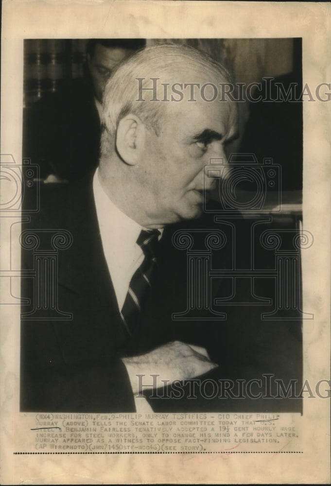 1946 Press Photo CIO Chief Philip Murray testifies before Labor Committee-Historic Images