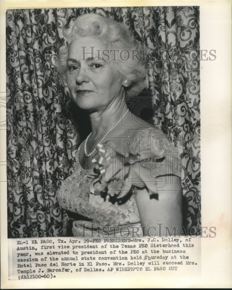 1960 Press Photo Mrs. J. C. Dolley named new president of PEO Sisterhood-Historic Images