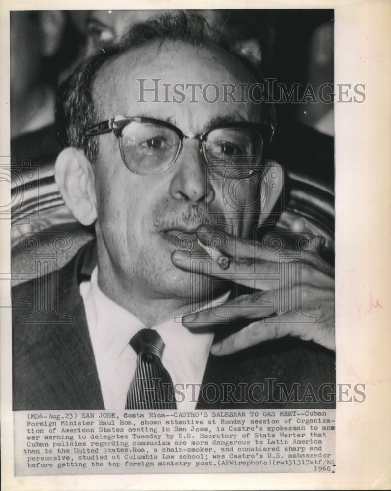 1960 Foreign Minister Raul Roa of Cuba at American States meeting - Historic Images