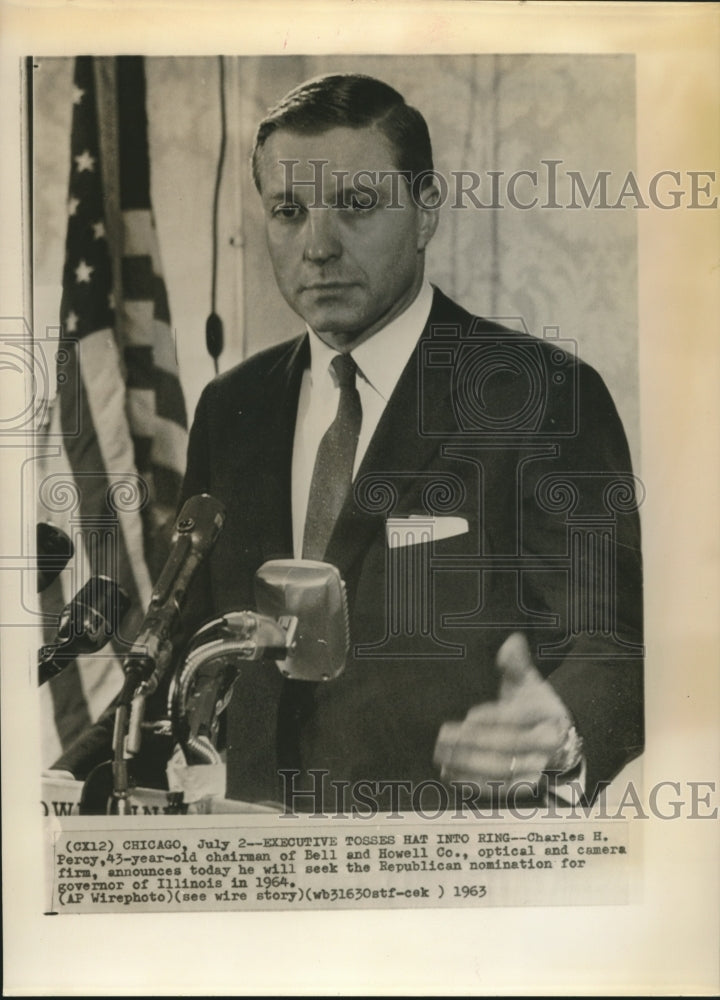 1963 Press Photo Charles H. Percy seeks Republican nomination for Governorship-Historic Images