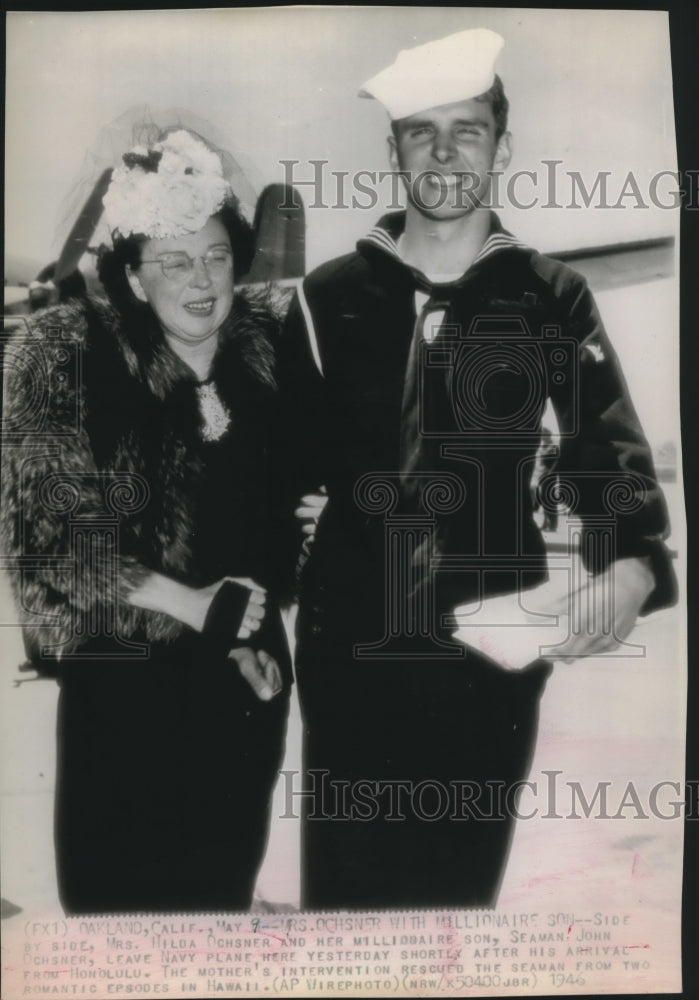 1946 Press Photo Mrs Hilda Ochsner Rescues Millionaire Son From Romantic Episode-Historic Images