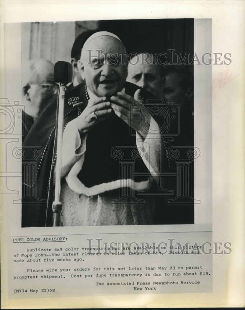 Press Photo Latest closeup picture taken of Pope John - sba26224-Historic Images
