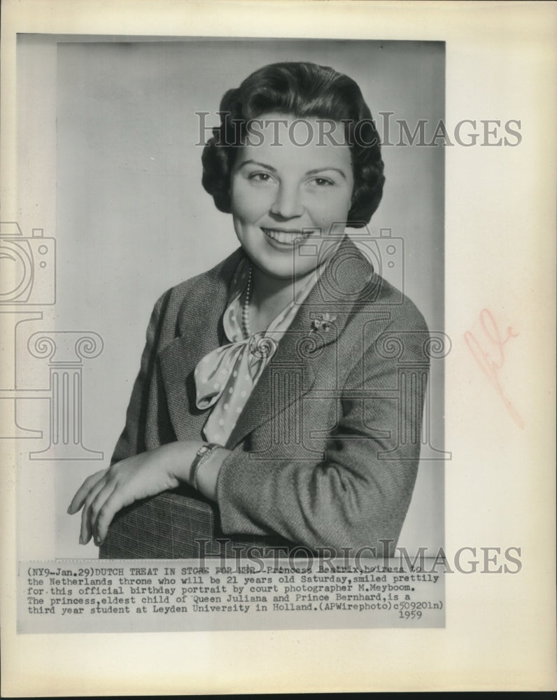 1959 Press Photo Princess Beatrix of Netherlands celebrates birthday - sba26313-Historic Images