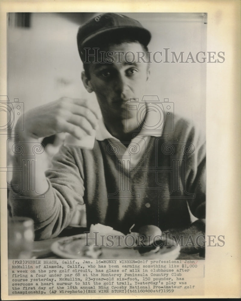 1959 Press Photo John McMullin at the Bing Crosby National Pro Amateur Golf Meet-Historic Images