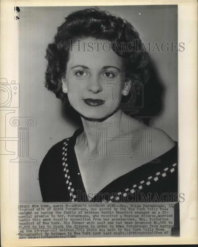 1960 Helen Porumbeanu divorces husband to marry Gamble Benedict - Historic Images