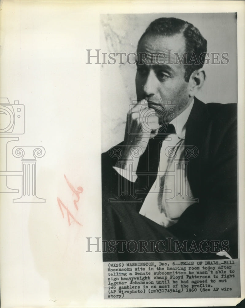 1960 Press Photo Bill Rosensohn in the hearing of Patterson and Johansson Deals-Historic Images