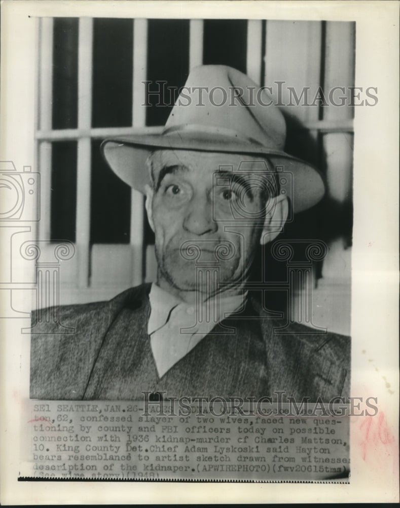 1948 Press Photo Roscoe Lee Hayton questioned by Federal officers for murder-Historic Images