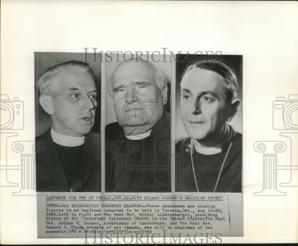 1962 Churchmen Leading Figures in Anglican Congress Held in Toronto - Historic Images
