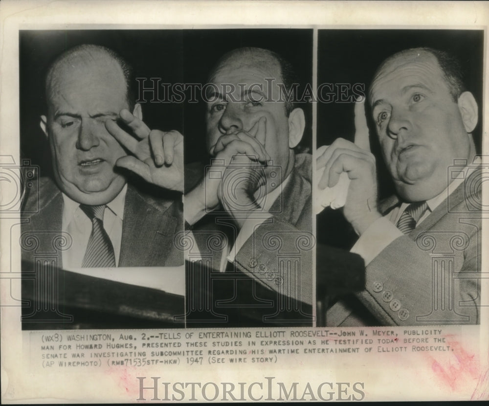 1947 Press Photo John Meyer appears before Senate War Investigating hearing-Historic Images
