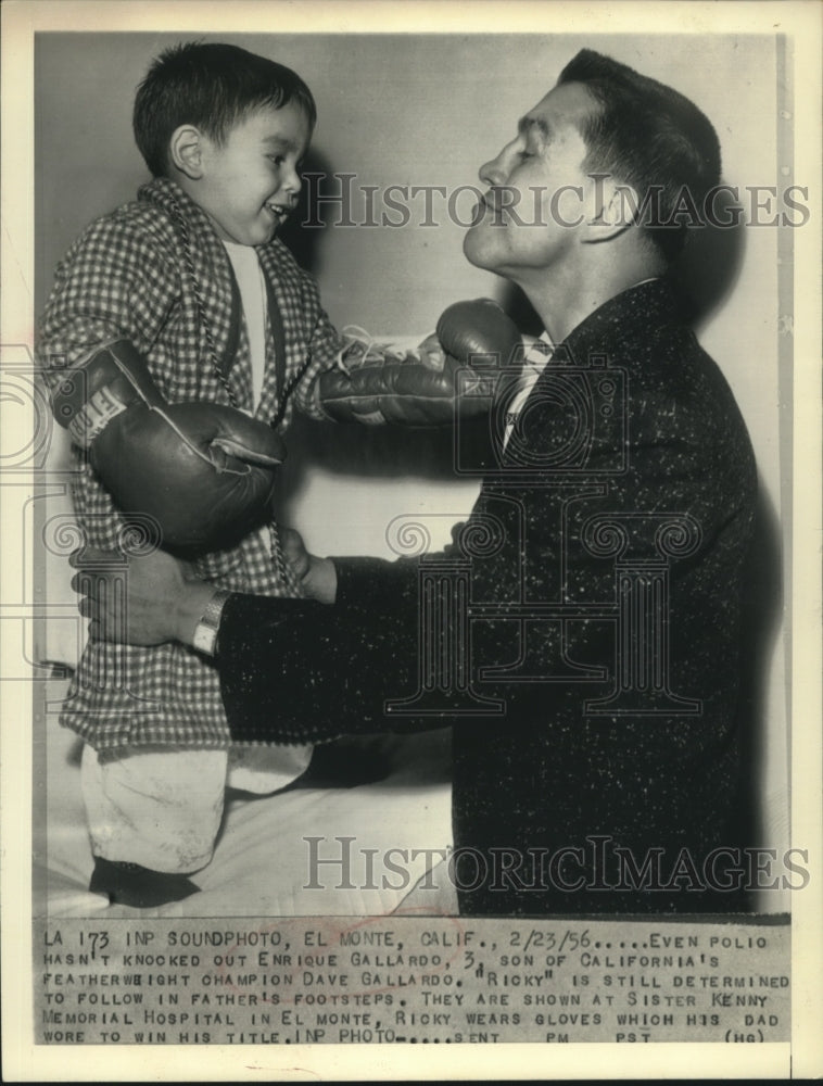 1956 Dave Gallardo shown with son Enrique Gallard at Kenny Hospital-Historic Images