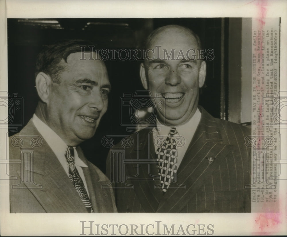 Press Photo Joseph Martin and Sen Owen Brewster meet at clambake - sba27045-Historic Images