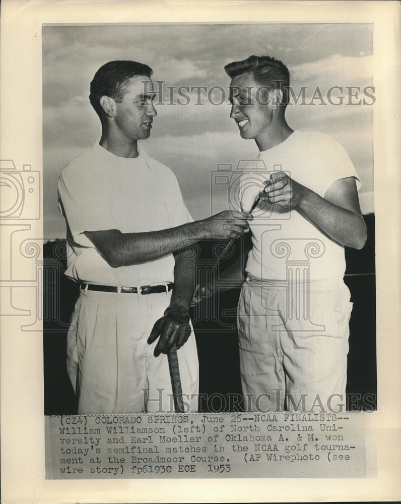 1953 Press Photo William Williamson &amp; Earl Moeller in NCAA golf tournament - Historic Images