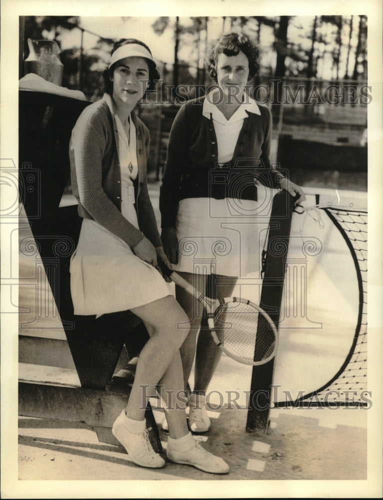 1937 Press Photo Virginia Rice Johnson, Eunice Dean at North &amp; South Tourney - Historic Images