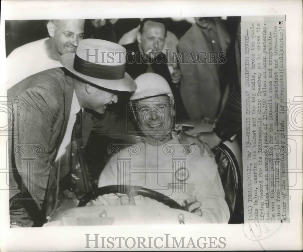 1951 Press Photo Duke Nalon breaks record in Indianapolis Motor Speedway - Historic Images
