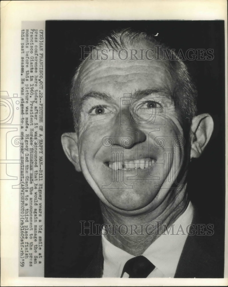 1959 Press Photo Press Announced Bill Higney to Manage the San Francisco Giants - Historic Images