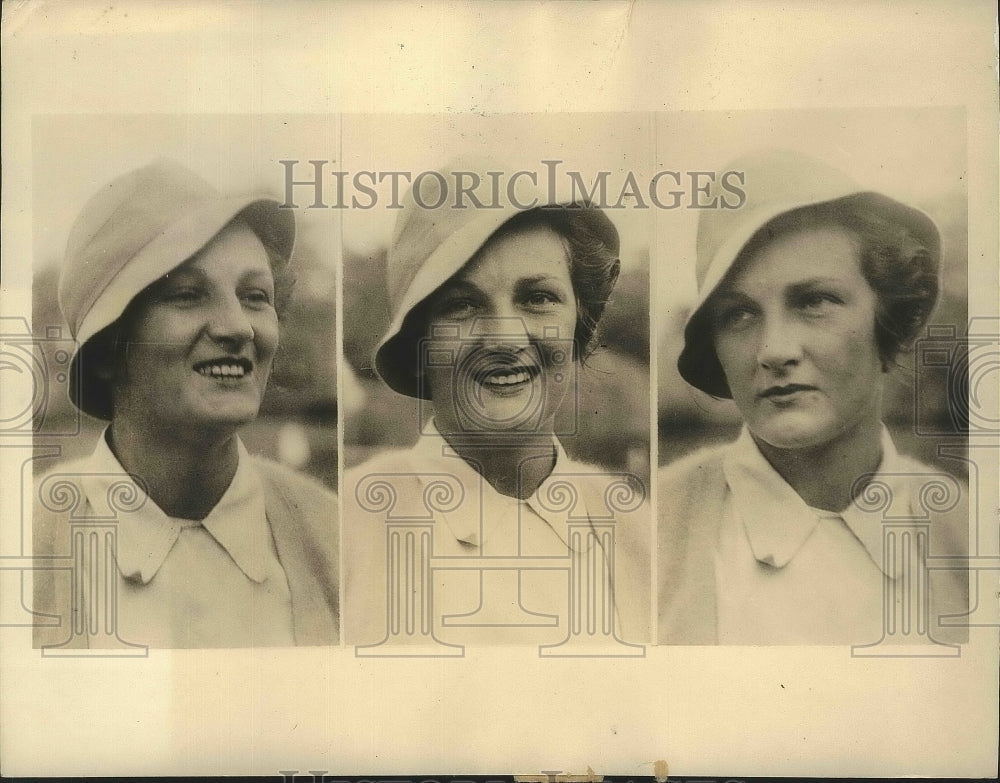 1933 Press Phoo Three Studies of Royal Countenance Tennis Player Helen Jacobs-Historic Images