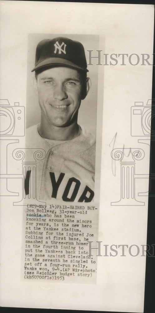 1953 Press Photo Don Bollweg Subbed for Injured Joe Collins at First Base- Historic Images