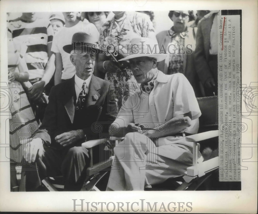 1950 Press Photo Connie Mack, coached the Duke of Windsor Baseball Team - Historic Images