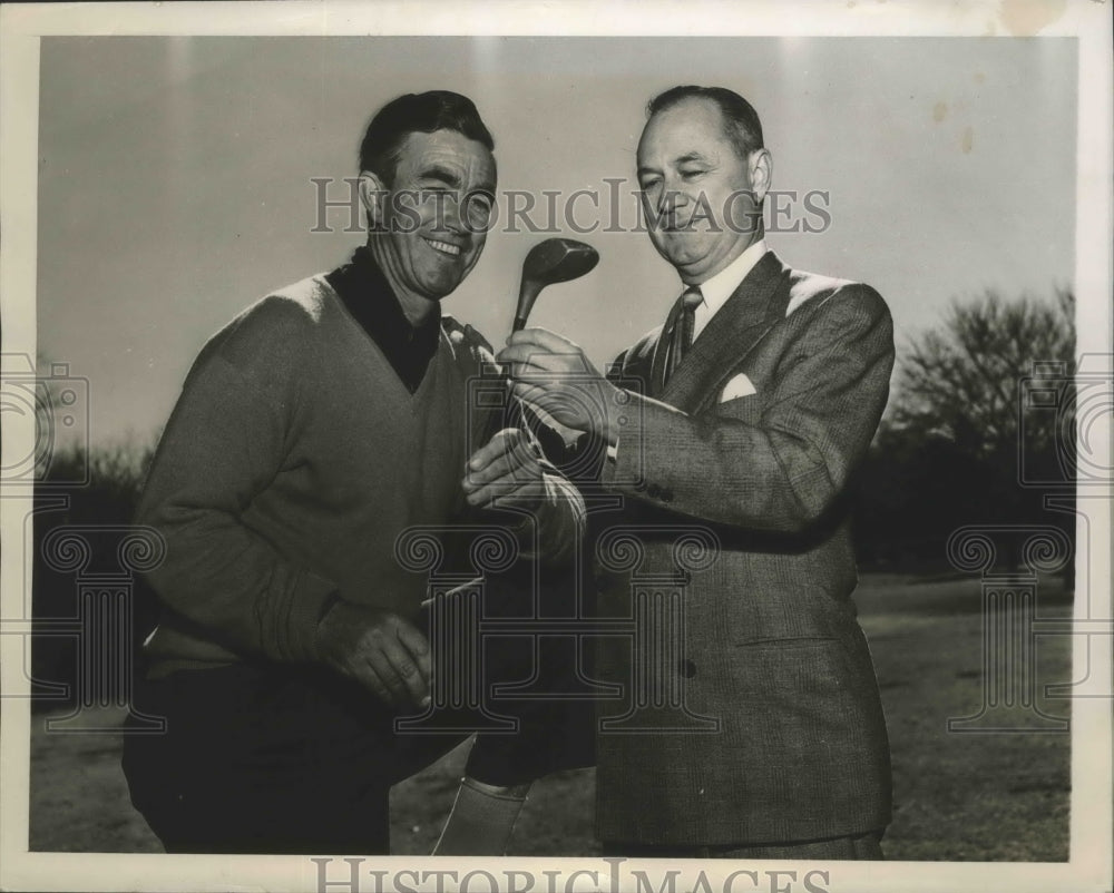 1948 Press Photo Johnny Farrell and Johnny Marston at a Driver Marston- Historic Images