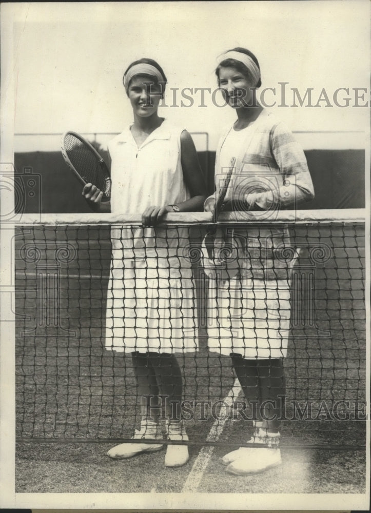 1929 Press Photo Sarah and Mianne Palfrey of Boston in Women Natl. Tennis Court - Historic Images