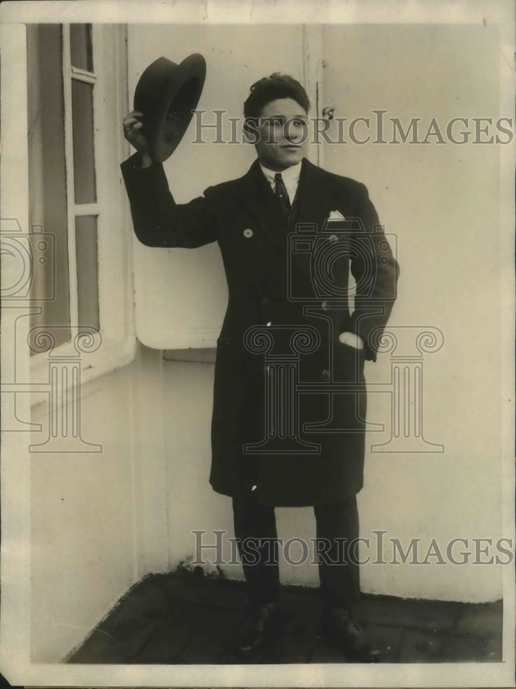 1925 Press Photo Ed Mascart, French Featherweight Champ, arrives in New York- Historic Images