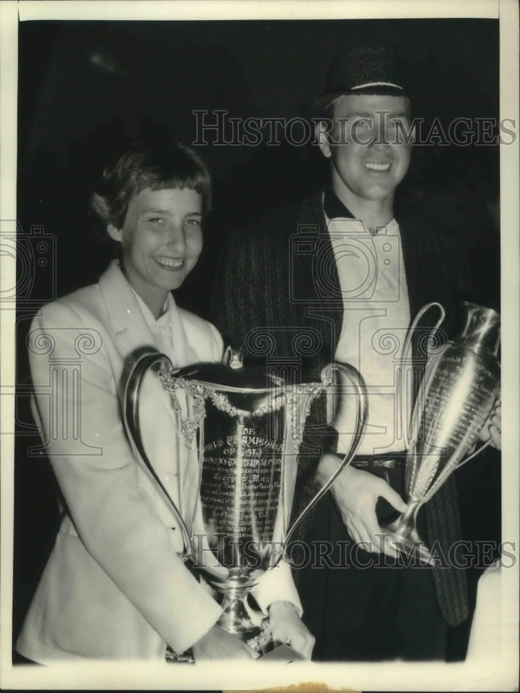 1957 Press Photo Clifford Ann Creed and singer Don Cherry win Amateur Golf tourn - Historic Images